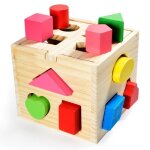 Cube de tri en bois - all kids united - jouet de tri en bois - multicolore - enfant - beige
