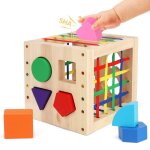 Cube de tri de formes en bois jouet montessori pour enfant de 1 an 8 formes color�es et multisensorielles ...