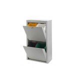 Cubek conteneur �cologique poubelle en acier laqu� noir 4 compartiments