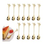 Cuill�re � dessert - inox - 12 pi�ces - design en feuille - r�sistante � la chaleur - compatible lave ...