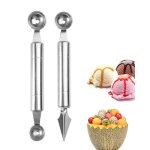 Cuillere melon boule inox lot de 2 - 2 pi�ces inox 15cm - cuillere melon eau glace fruit salade cuisine ...