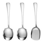 Cuillères de service - inox - lot de 3 - long manche - design moderne - polyvalentes Cuillères de service - inox - lot de 3 - long manche - design moderne - polyvalentes