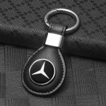 Cuir vritable - porte cl de remplacement pour mercedes benz noir