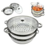 Cuiseur à vapeur en acier inoxydable cuiseur à vapeur couvercle en verre 27. 3cm hot pot 3tier Cuiseur à vapeur en acier inoxydable cuiseur à vapeur couvercle en verre 27. 3cm hot pot 3tier