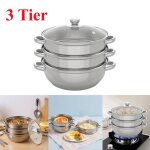 Cuiseur vapeur en acier inoxydable - avec couvercle en verre - l�gumes et pommes de terre - grande marmite ...
