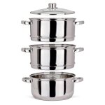 Cuiseur vapeur - livoo - �24 cm - faitout 4 l - 2 paniers 3 l - fond triple inox