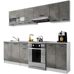 Cuisine bigo 7 lments - finition bas beton haut beton 240 cm