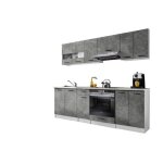 Cuisine bigo 8 lments - finition bas beton haut beton 240 cm