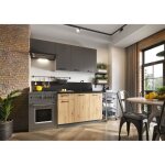 Cuisine clara gris et ch�ne 1m80 - 5 meubles