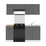 Cuisine compl�te 180 cmensemble de meuble de cuisine coloris gris graphite / blanc plan de travail coloris ...