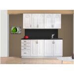 Cuisine complte blanche avec moulures 180 cm dina / pamela - brillant - blanc - classique - intemporel ...