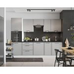 Cuisine complte emplacement pour four encastrable 285 cm couleur beige ou vert - lynn - gris