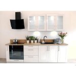 Cuisine complète emplacement pour four encastrable blanc brillant 240 cm - mia Cuisine complète emplacement pour four encastrable blanc brillant 240 cm - mia