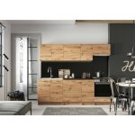 Cuisine compl�te faial dmora en bois m�lamin� ch�ne brun n?uds