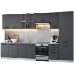 Cuisine compl�te jolly gris graphite 320 cm avec colonne et vitrine 8 �l�ments