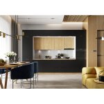 Cuisine complte luna 360 cm emplacement four encastrable et lave - vaisselle intgrable - chne / noir ...