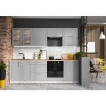 Cuisine complte mia 260 cm emplacement four et lave - vaisselle encastrable - gris mat