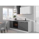 Cuisine complte prego - l 210 cm - dcor gris graphit - plan de travail 210 cm inclus