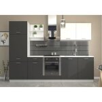 Cuisine complte prego - l 270 cm - gris graphit - plan de travail 210 cm inclus