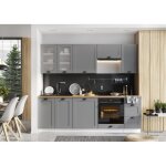 Cuisine compl�te victoria 240 cm emplacement four et lave - vaisselle encastrable - gris