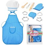 Tablier enfant - cuisine - bleu - jouets & cadeaux - ensemble complet