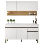 Cuisine equipe - line - imitation chne et blanc - 6 portes - 1 tiroir - 150 cm