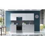 Cuisine - soho - blanc et gris - 7 meubles - poign�es m�talliques - fermetures amorties