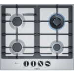 Cuisinire  gaz bosch serie 6 pch6a5c90d - acier inoxydable - noir - 4 brleurs - 8000 w