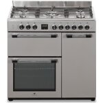 Cuisinire piano gaz 3 fours lectriques continental edison cecp903fix 5 feux - inox - largeur 90 cm