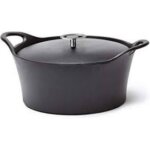 Cuisinox cocotte ovale en fonte avec couvercle 29cm volcan noir