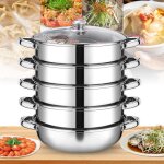 Cuit - vapeur inox - cuiseur vapeur � cinq couches - avec couvercle en verre - 30cm diam�tre - compatible ...