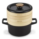Cocotte vapeur en fonte - beka - diamtre 20 cm - 2 passoires en bambou - capacit 250 cl