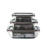 Cuitisan ? pack de 3 boites alimentaires en inox compatible au micro - ondes ? 580 1100 et 1900ml