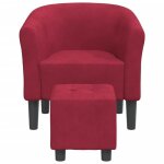 Fauteuil cabriolet - cuque - cq019 - rouge bordeaux - velours - repose - pied inclus
