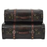 Curtis - lot de 2 malles de rangement vintage simili cuir