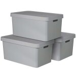 Curver bote de rangement infinity avec couvercle 3pcs 45l gris 240659