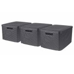 Curver botes de rangement style avec couvercle 3 pcs l anthracite