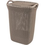 Curver coffre  linge 57 l - aspect tricot - marron - avec poignes et couvercle  clip