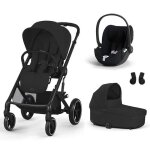 Cybex - poussette trio balios s lux + si�ge auto cloud t plus + nacelle cot s lux moon black