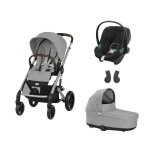 Cybex - poussette trio balios s lux + si�ge auto aton b2 + nacelle cot s lux stone grey