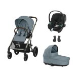 Cybex - poussette trio balios s lux + si�ge auto aton b2 + nacelle cot s lux stormy blue