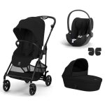 Cybex - poussette trio melio carbon + si�ge auto cloud t comfort + nacelle melio cot magic black