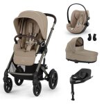 Cybex - poussette trio talos s lux + si�ge auto cloud g plus + nacelle s lux + base g set m almond beige ...