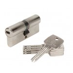 Cylindre de serrure bricard astral d�brayable - nickel� - 2 entr�es - 70mm - niveau de s�curit� 3