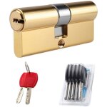 Cylindre de serrure haute s�curit� - mhy� - 60 mm (30 / 30) - cuivre - nickel satin� - 5 cl�s - anti ...