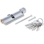 Cylindre de serrure - scurit - 90 mm - 5 cls - aluminium - verrouillage  bouton