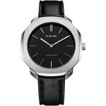 Montre femme - d1 milano super slim ssll01 - acier inoxydable - cadran noir - bracelet en cuir noir