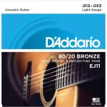 Cordes en bronze daddario ej11 pour guitare acoustique - 12 - 16 - 24 - 32 - 42 - 53