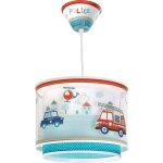 Lampe  suspension enfant - dalber - police - motif police et pompiers - bleu - l 26 cm h 30 cm