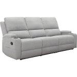 Dallas - canap� 3 places avec 2 fauteuils relax manuels en tissu gris clair
